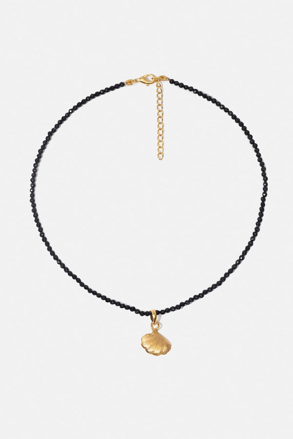 Armadillo Black Onyx Beaded Shell Choker Necklace Mamour Paris Jewelry