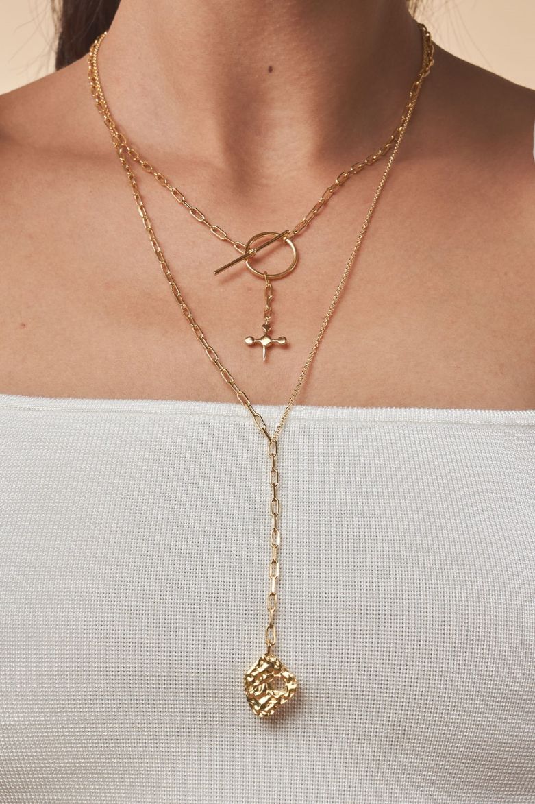 Seth mini 18k gold cross necklace with link chain Mamour Paris Jewelry