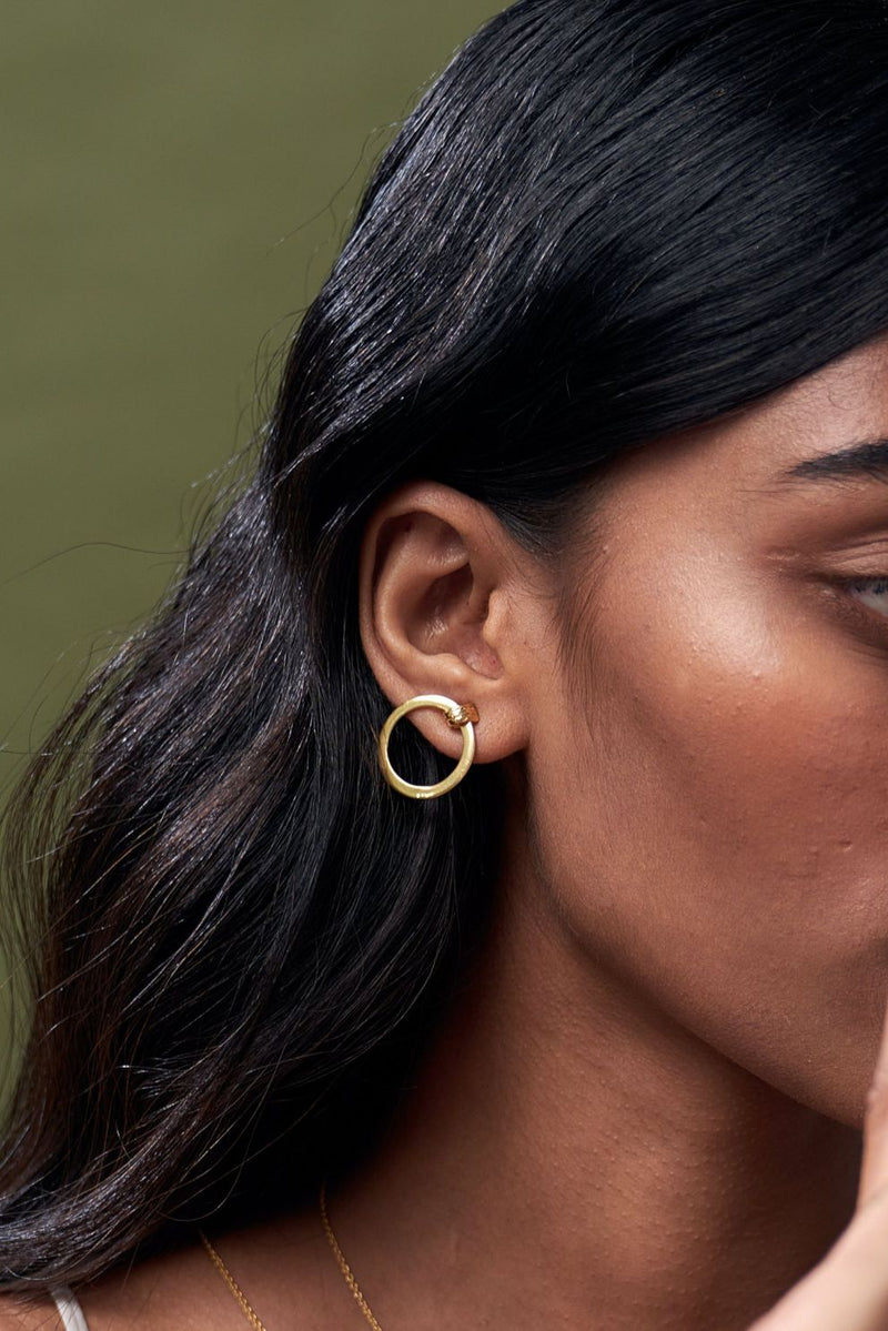 Calliope Mini Circle Gold Stud Earrings Mamour Paris Jewellery
