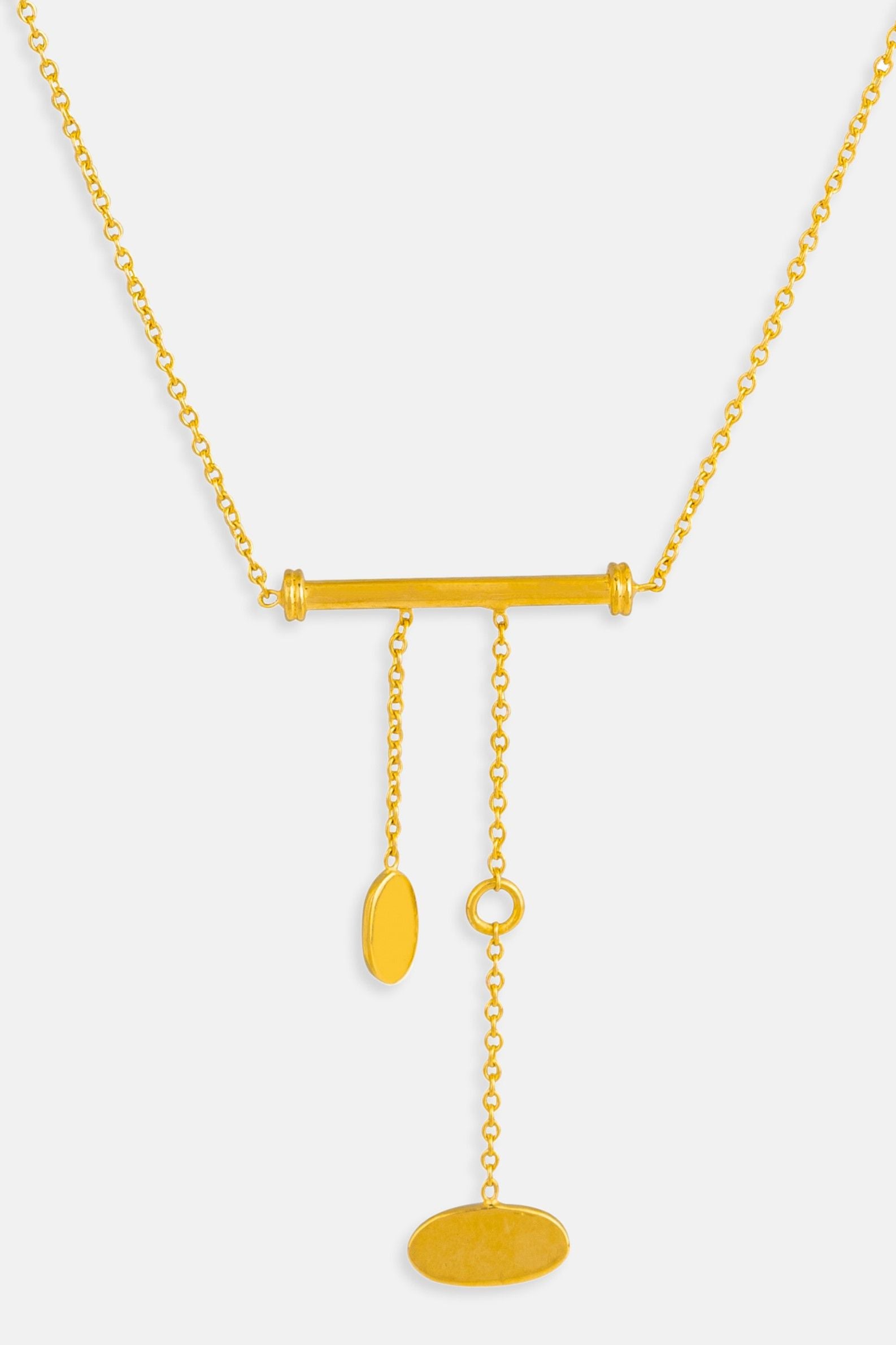 César Delicate Gold Chain Necklace with Two Hanging Tassels Mamour Paris Jewellery