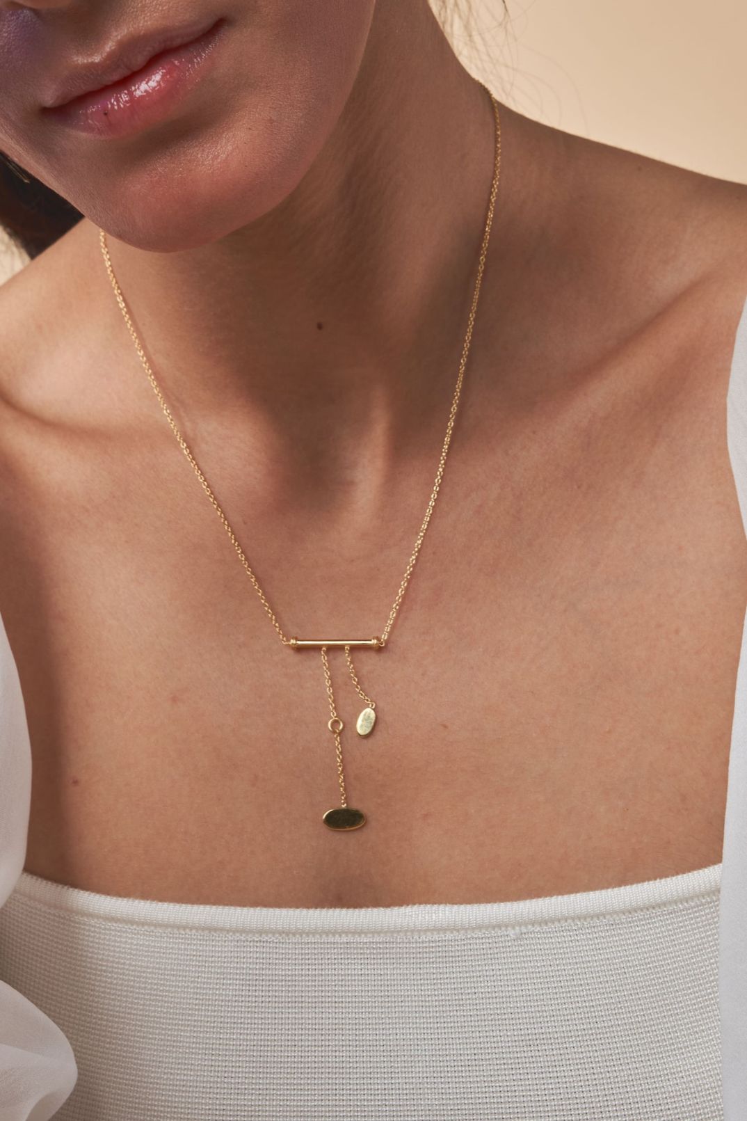 César Delicate Gold Chain Necklace with Two Hanging Tassels Mamour Paris Jewellery