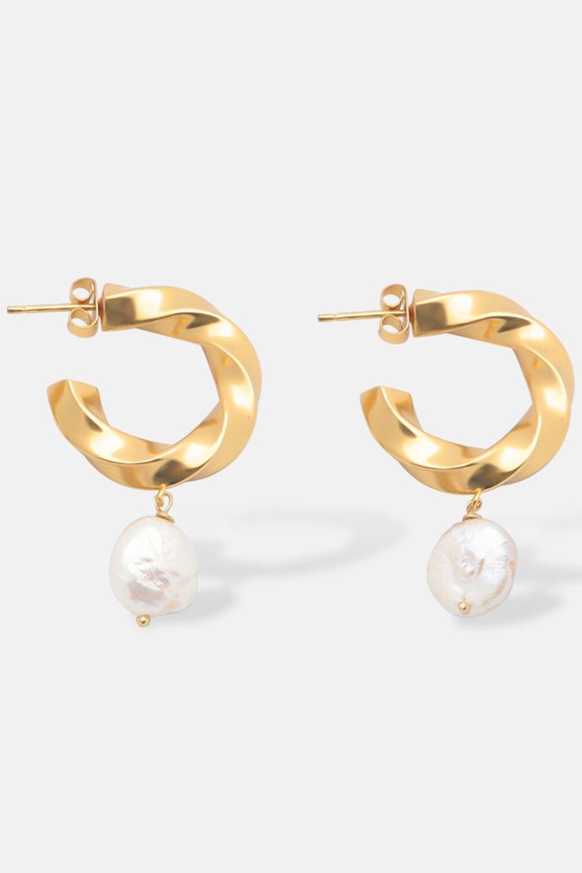 Chloé Pearl Medium Twisted Hoop Earrings Mamour Paris Jewelry Jewellery