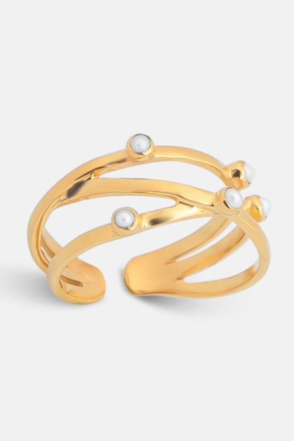 Clarice Pearl Double Crossover Ring  Mamour Paris Jewelry