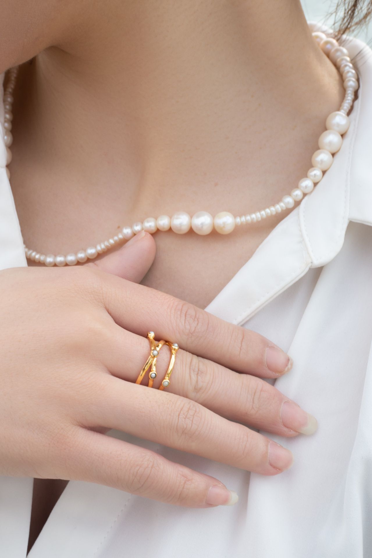 L'éclat 18K Gold Organic Pearl Necklace Mamour Paris Jewelry