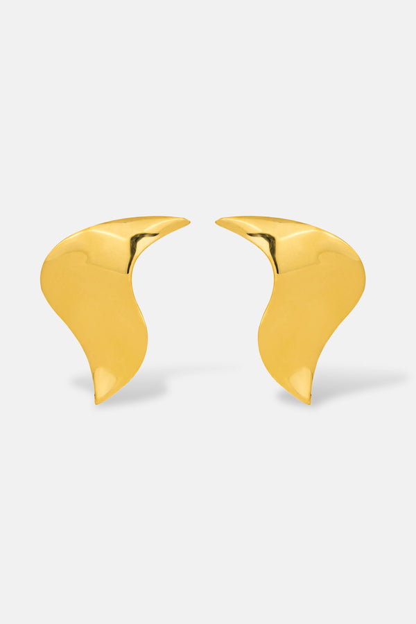 Flow Gold Curve Stud Earrings Mamour Paris Jewelry Jewellery