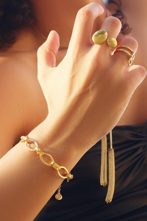 Gaia Organic Peblle Open Ring 18k Gold Mamour Paris Jewelry
