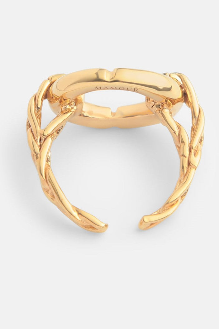 Halo Oval Braided Ring 18k gold Mamour Paris Jewelry