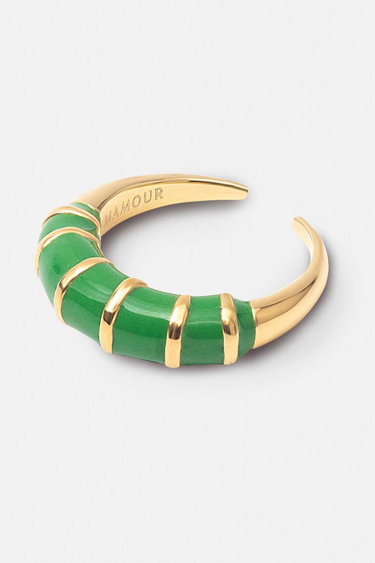 Helium Green Enamel 18K Band Ring Mamour Paris Jewelry