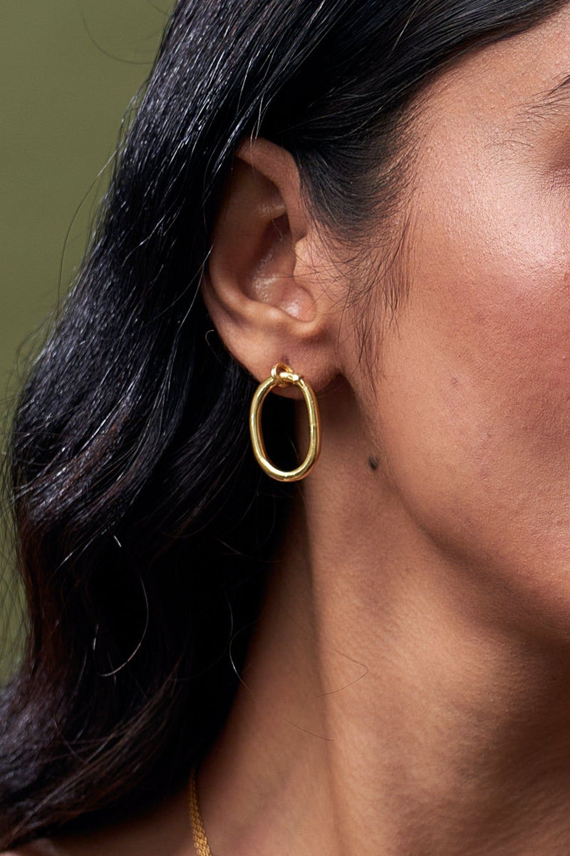 Incatasi Ovate 18k Gold Plated Hoop Earrings Mamour Paris jewelry