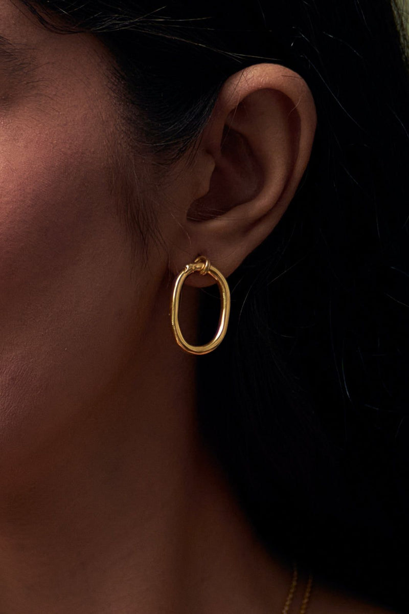 Incatasi Ovate 18k Gold Plated Hoop Earrings Mamour Paris jewelry
