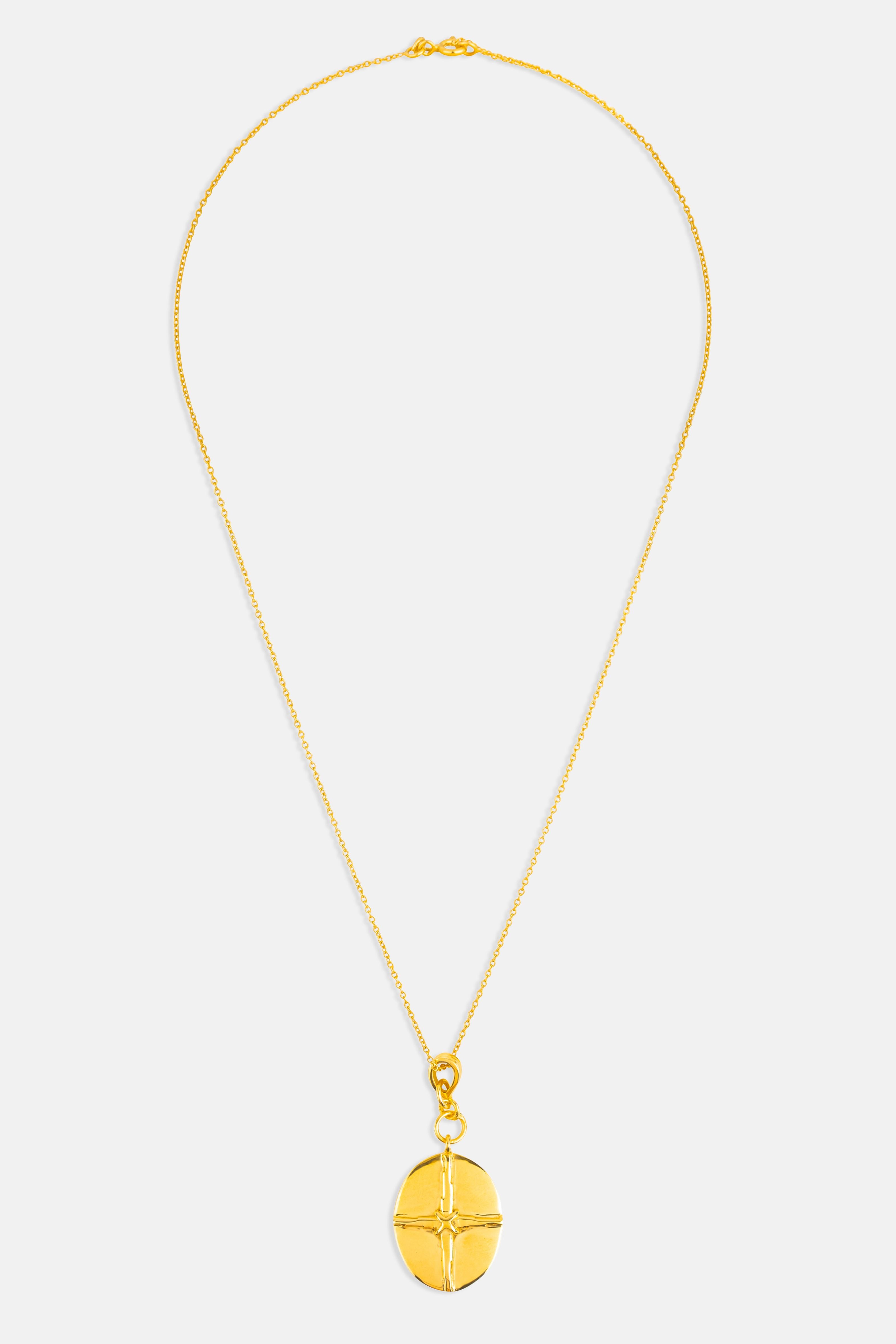 Kiara Long Chain 18k Gold Medallion Pendant Necklace Mamour Paris bijoux