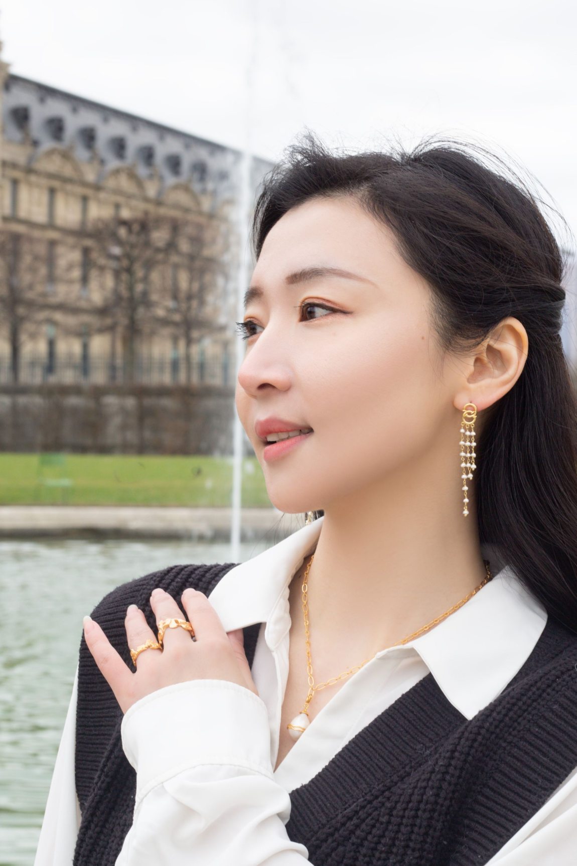 La Meduse Organic Pearl Dangle Earrings Mamour Paris Jewelry 