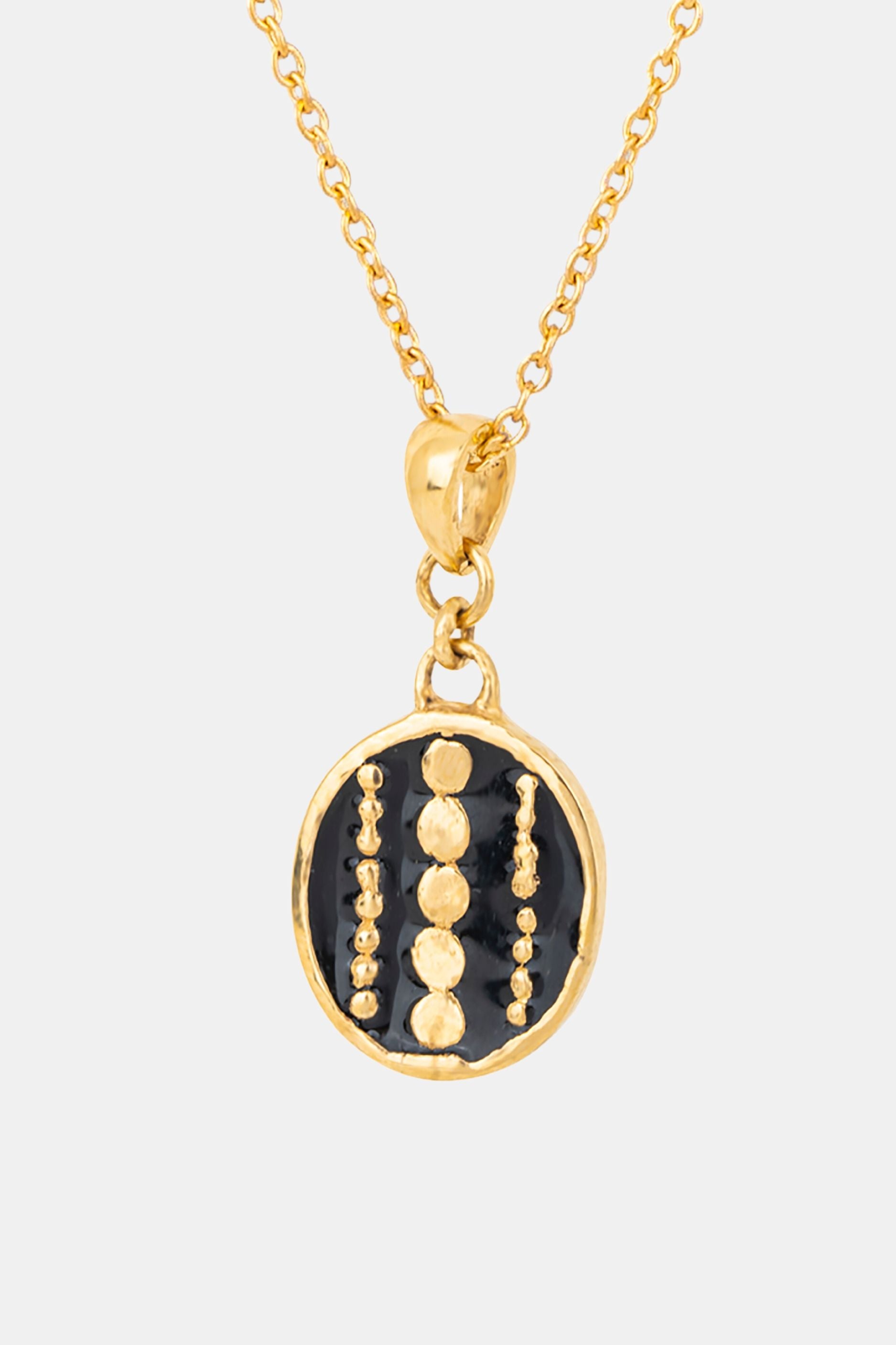 Mrs Black enamel 18k mini gold pendant necklace Mamour Paris Jewelry