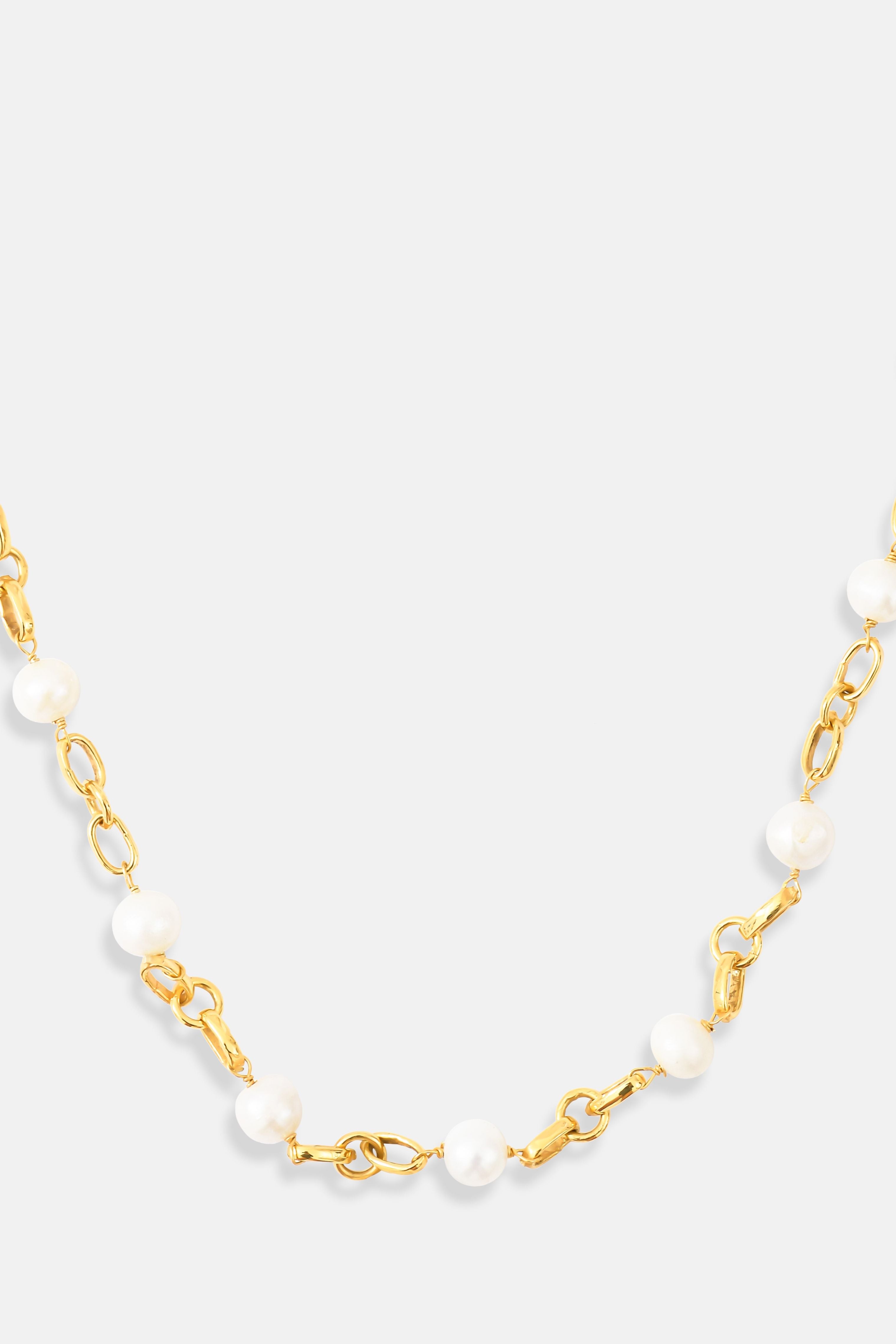 Ocean Organic Pearl 18K Gold Link Necklace Mamour Paris Jewelry