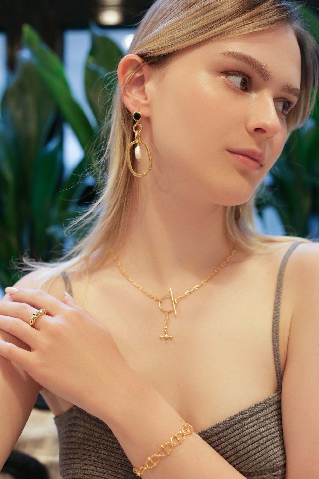 Rochelle Pearl & Onyx Gemstone Drop Earrings Mamour Paris Jewellery