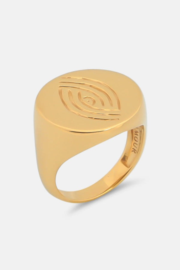 Saturn Evil Eye Gold Signet Ring Mamour Paris Jewelry