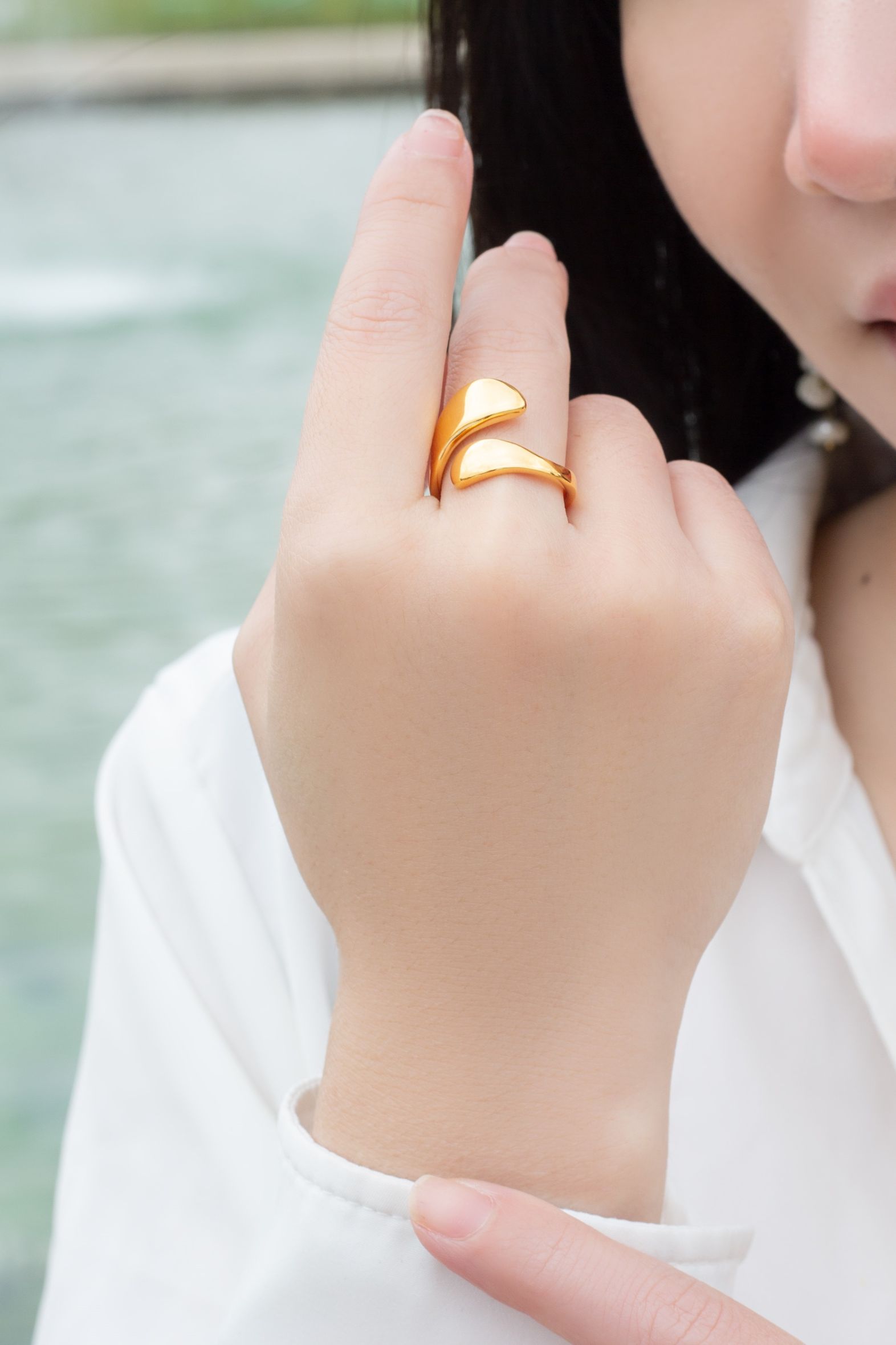 Sculptural Open Gold Stacking Ring Mamour Paris Jewelry