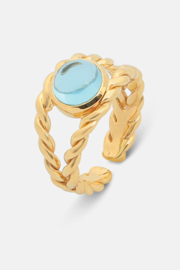 Sophie Blue Topaz Braided Signet Ring Mamour Paris Jewelry