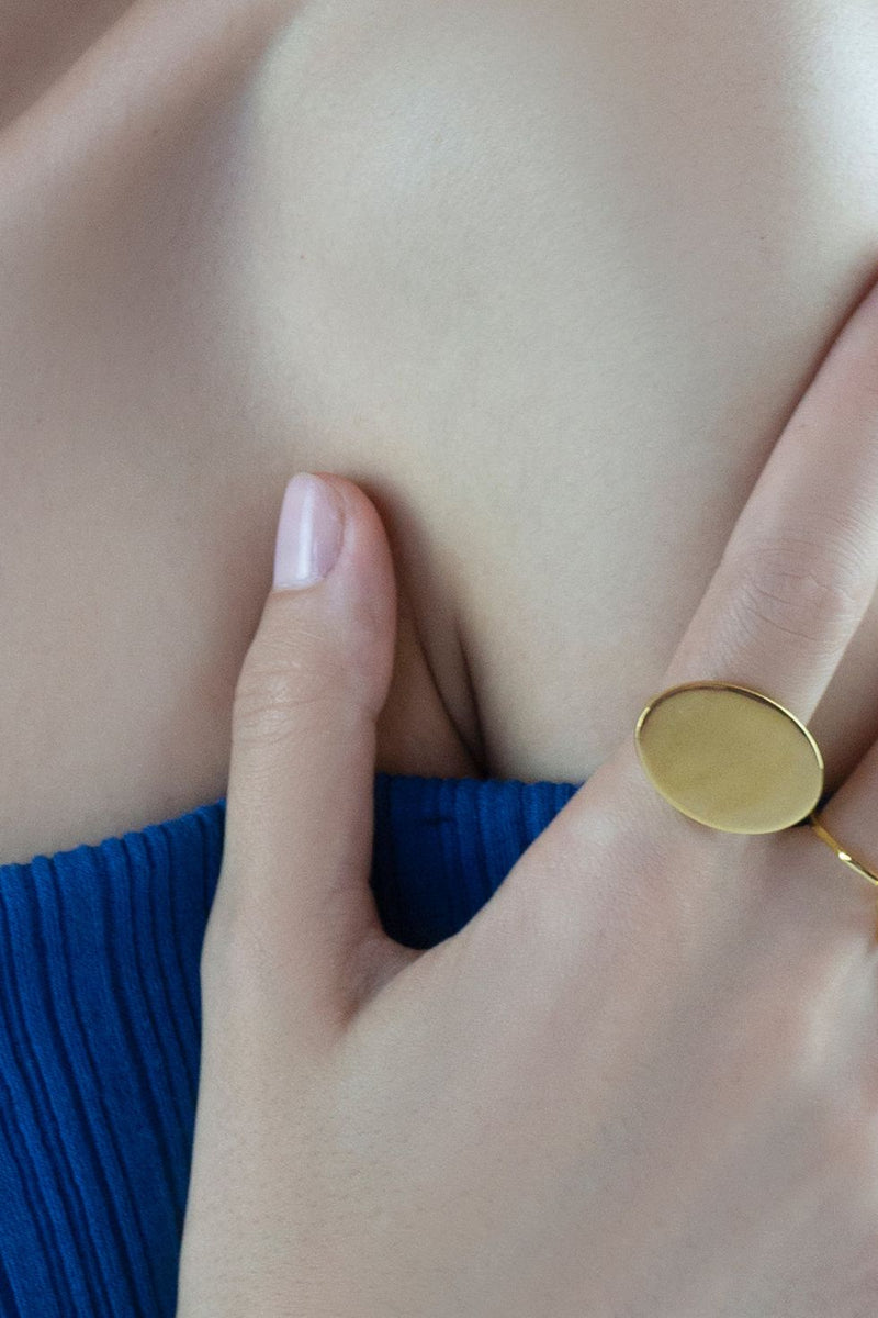 Vaayu Oval Thin 18k Gold Signet Ring Mamour Paris Jewelry