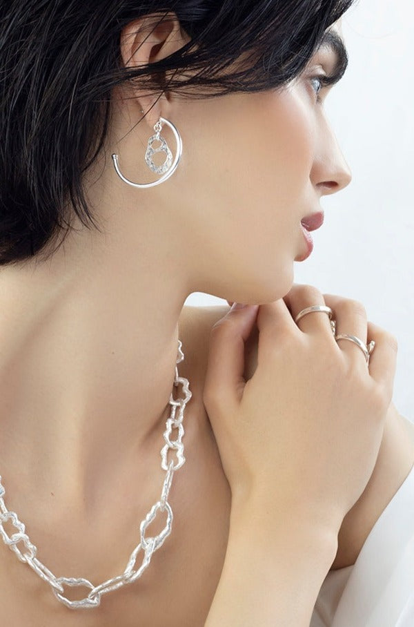 Celine Large Silver Hoop Earrings Mamour Paris Jewellery Jewelry