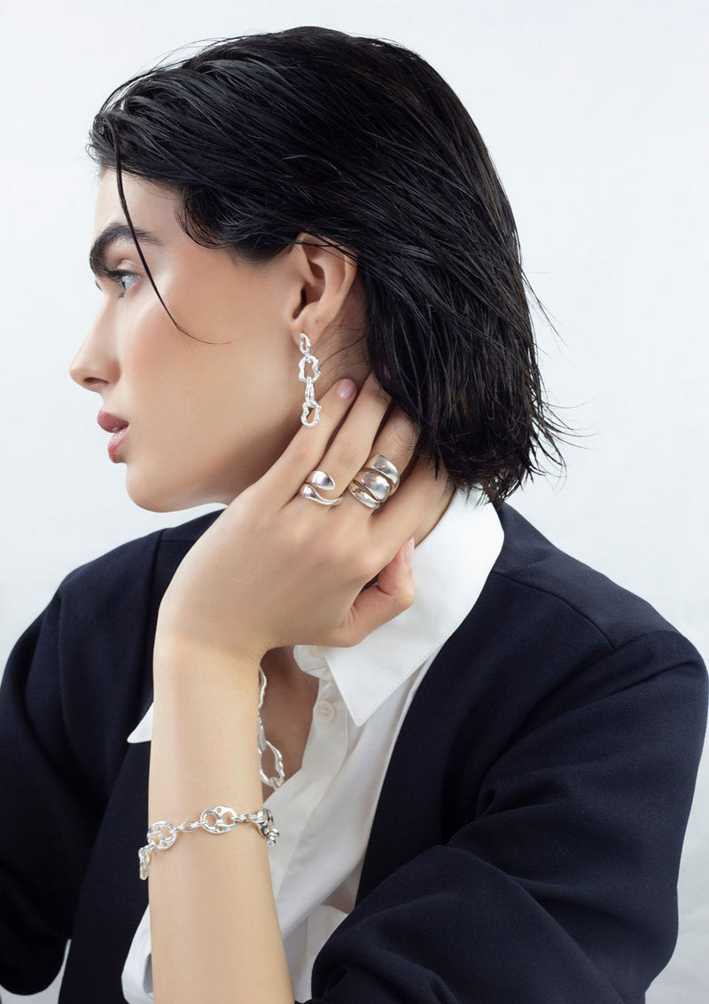 Monique Silver Link Dangle Earrings Mamour Paris Jewelry