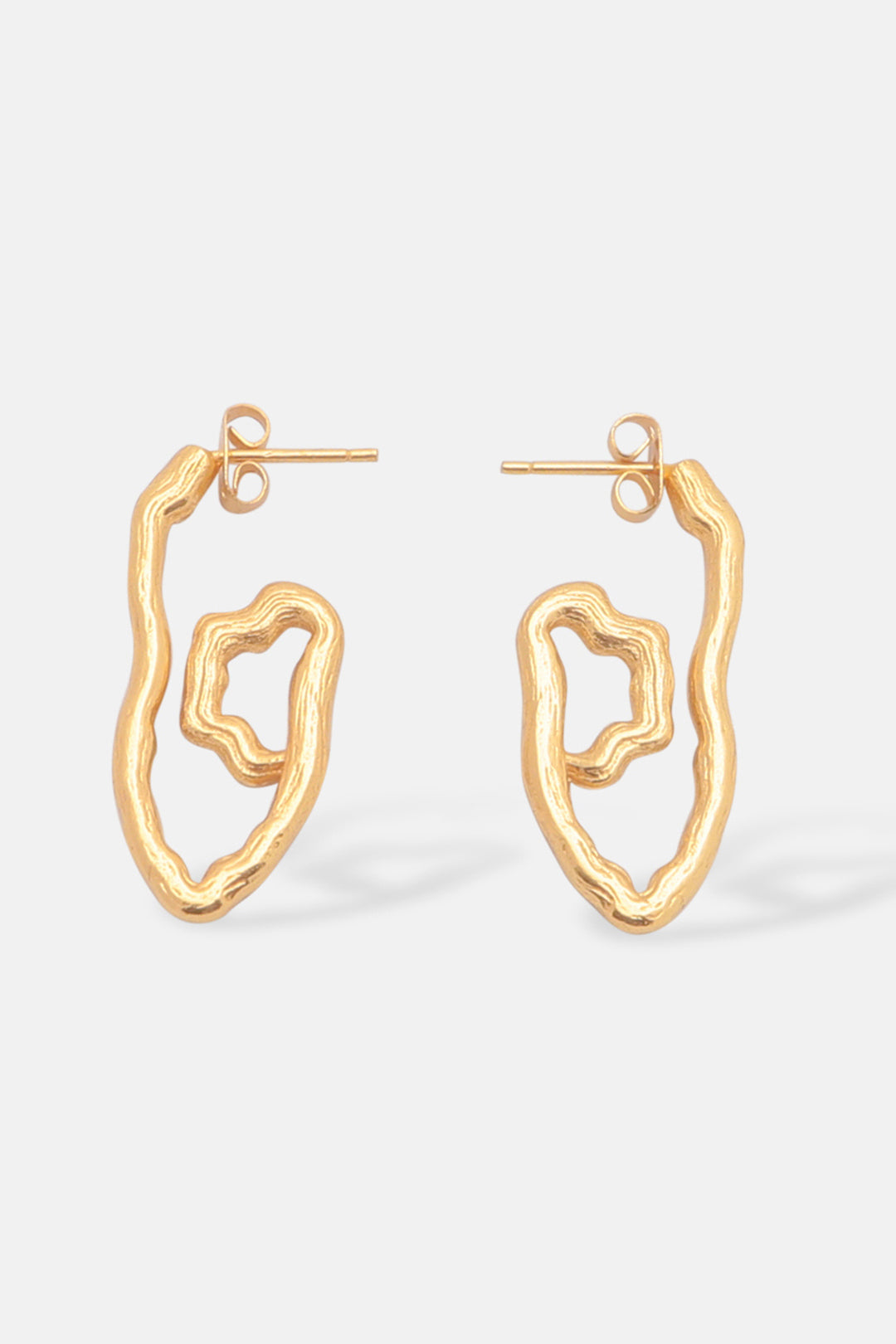 Whirlwind Irregular Gold Hoop Earrings Mamour Paris Jewelry