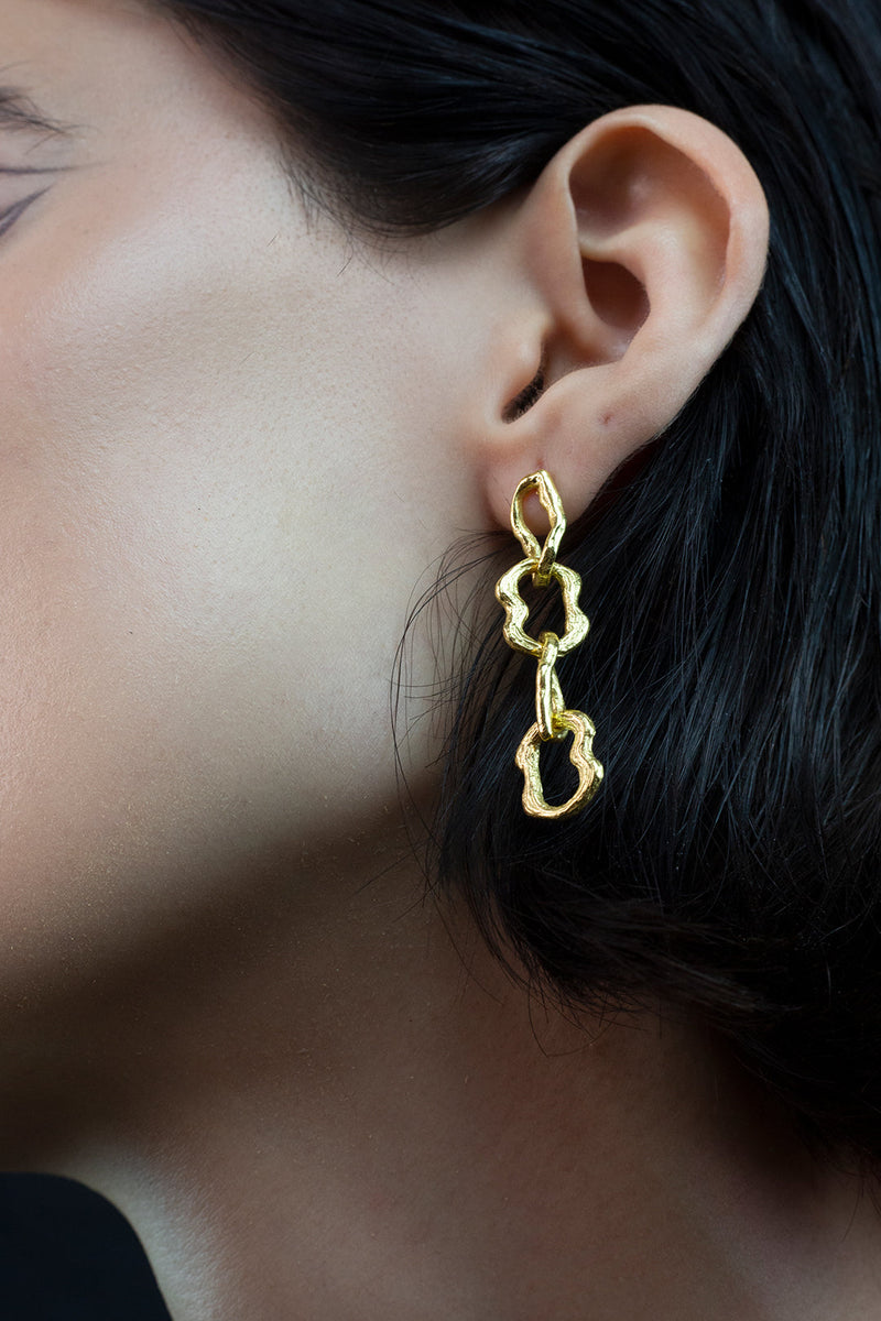 Monique 18k Gold Link Dangle Earrings Mamour Paris Jewellery 