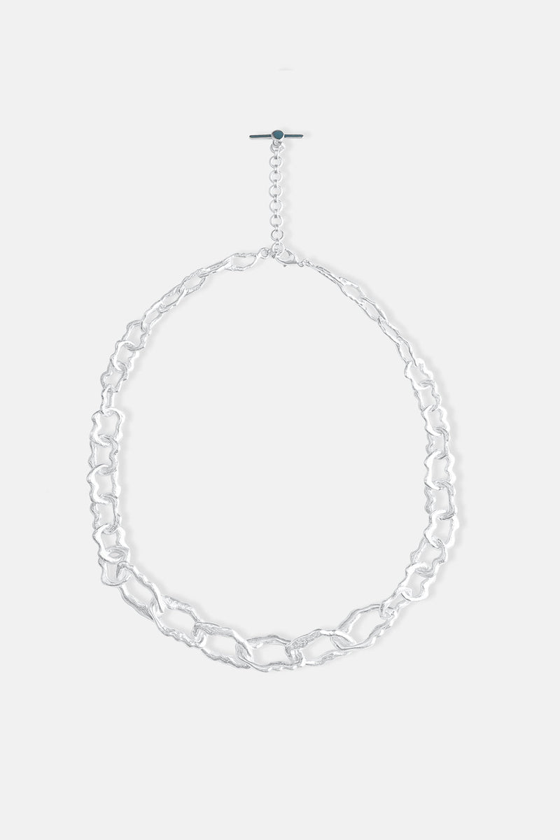 Sculptural Silver Link Necklace Mamour Paris Jewelry