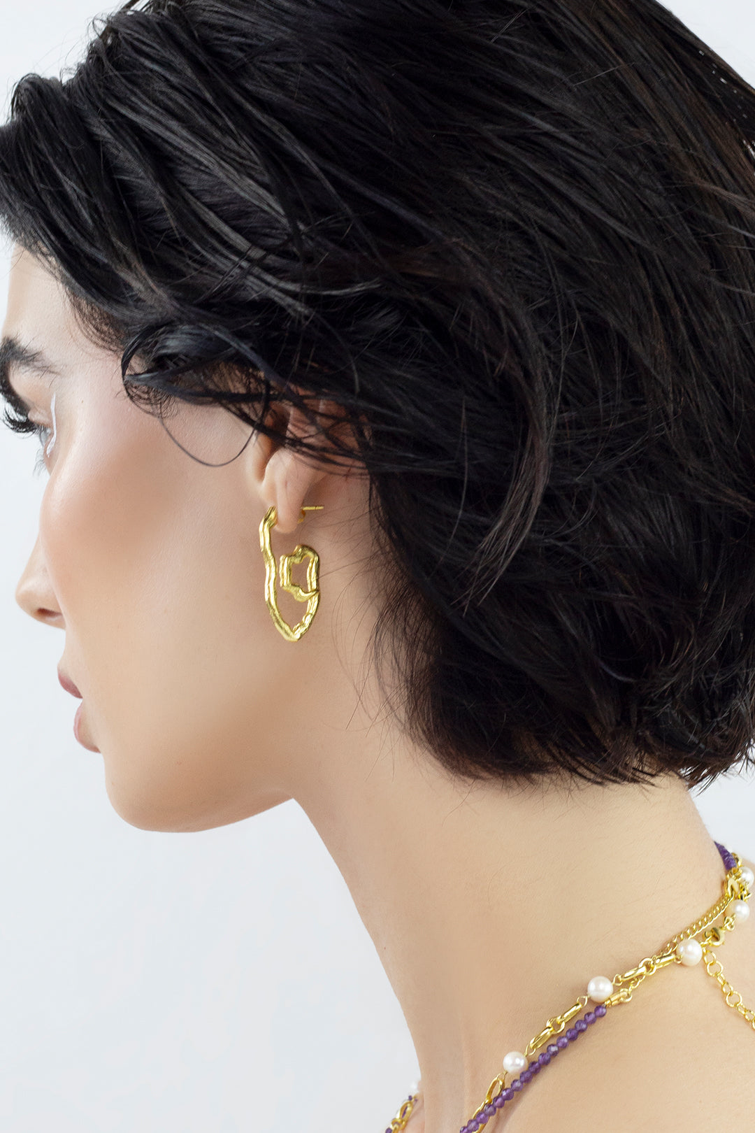 Whirlwind Irregular Gold Hoop Earrings Mamour Paris Jewelry