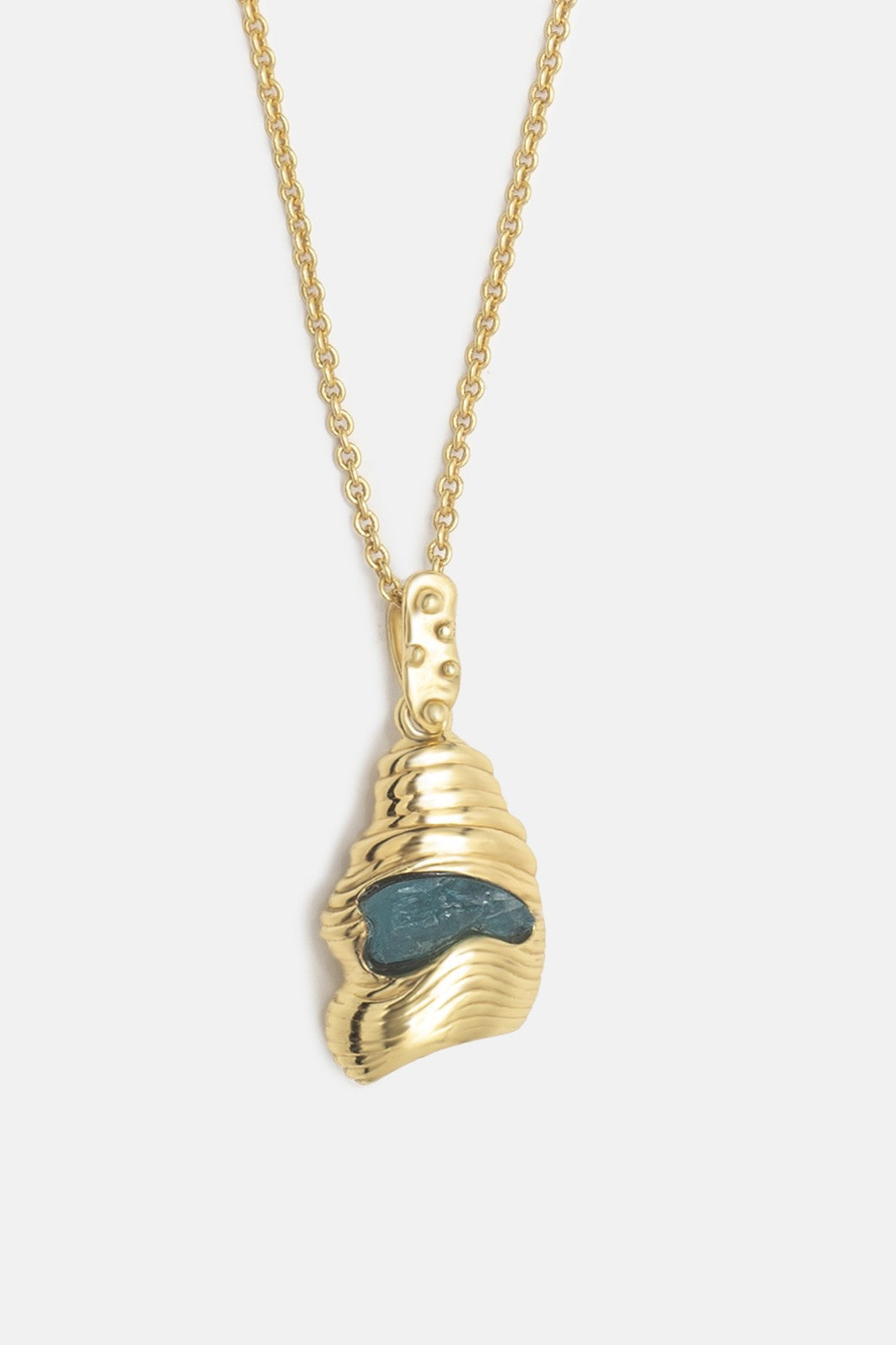 blue grotto apatite stone pendant gold necklace Mamour Paris jewelry