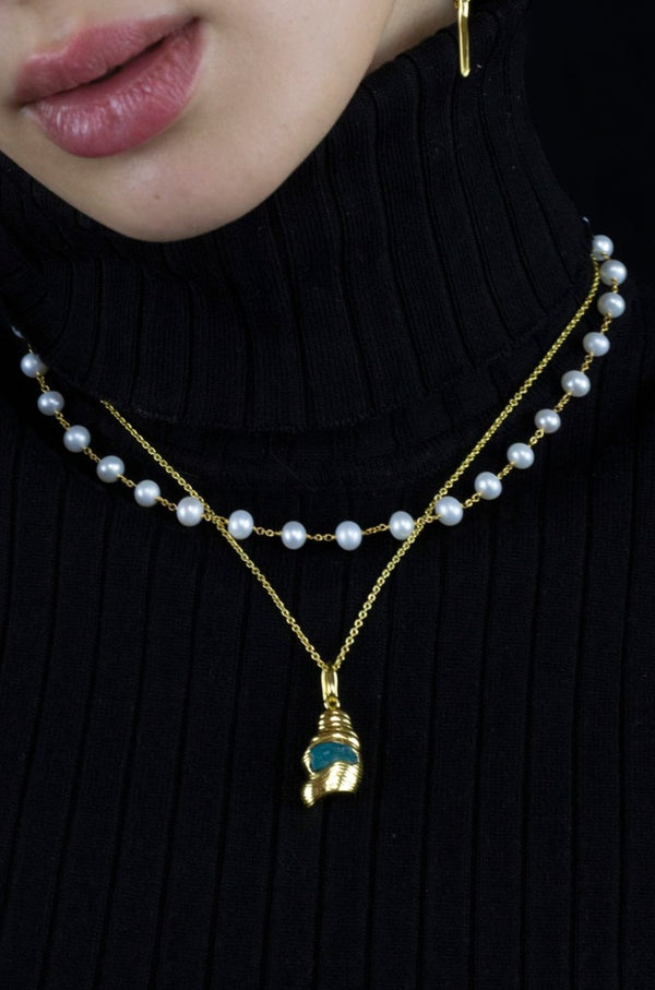 collier pendentif apatite bleue Mamour Paris bijoux