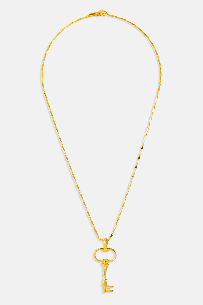 collier pendentif clé or jaune Mmaour Paris bijoux